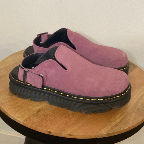 Dr. Martens Zeb Zag Chunky Sole Suede Mule Clogs in Muted Purple - Picture 6 of 12